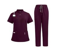 Tenue Infirmiere Professionnelle Uniformes chirurgicaux for médecins et infirmières, ensemble de gommage for femmes, vêtements de travail for Salon de beauté, gommages cliniques(Deep Wine Red,L)