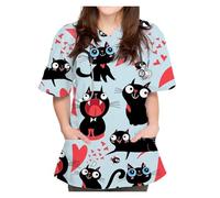 Tenue Infirmiere Uniformes de bloc opératoire, blouses travail hospitalières, hauts, fournitures, combinaisons chirurgie dentaire et infirmière, vêtements(Color19,XXXL)