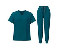 Tenue Infirmiere Uniformes de médecins et d'infirmières Vêtements à manches courtes for le lavage des mains travail Combinaison fendue(Color7,M)