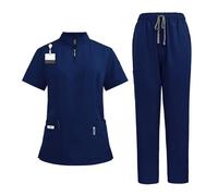 Tenue Infirmiere Uniformes de travail for médecins et infirmières à col montant fermeture éclair, blouses bloc opératoire, pantalons droits(Color8,L)