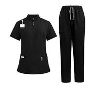 Tenue Infirmiere Uniformes de travail for médecins et infirmières à col montant fermeture éclair, blouses bloc opératoire, pantalons droits(Color1,L)