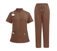 Tenue Infirmiere Uniformes de travail for médecins et infirmières à col montant fermeture éclair, blouses bloc opératoire, pantalons droits(Color9,XX-Large)