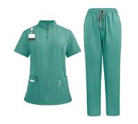 Tenue Infirmiere Uniformes de travail for médecins et infirmières à col montant fermeture éclair, blouses bloc opératoire, pantalons droits(Color6,XX-Large)