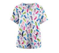 Tenue Infirmiere Vêtements de lavage des mains à manches courtes for bloc opératoire, hauts for femmes, salopettes, blouses d'infirmière et chirurgien(Color10,3XL)