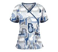 Tenue Infirmiere Vêtements de lavage des mains à manches courtes for bloc opératoire, hauts for femmes, salopettes, blouses d'infirmière et chirurgien(Color 05,M)