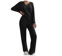 Tenue Interieur Femme Chic Pull Tricoté Deux Pièces Ensembles de Tricot d'hiver Sweater Hauts et Pantalons Jambe Large Loungewear Jogging Femmes Ensemble Sportswear Vetement de Sport