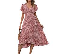 Tenue Mariage Femme Chic Soirée Elegant Habillée Fleurie Gala Maxi Cache Le Ventre Coeur Bal Boheme Mi-Longue Dos Nu Pas Cher Plissee Robe Empire Femme Mi Longue Bohème du Jour, L