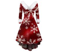 Tenue Mariage Hiver Chic Robe Pailletée Femme Pere Noel Brillante Glamour Cocktail Robe Motif Manche Longue Nouvel an Chic Santa Deguisement Pull de Noel Femme B-Vin L