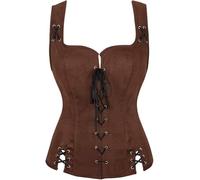 Tenue Medievale Corset Femme Renaissance Veste Pirate Steampunk Gilet sans Manche Costum Vintage Victoria Adulte déguisement Halloween Café XS