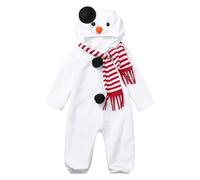 Tenue Noel Bebe Fille 2 Ans Grenouillere Hiver - Costume De Noël Costume De Cosplay Bonhomme De Neige Polaire Sweat À Capuche Barboteuse Ensemble Écharpe (White 2-3 Years)