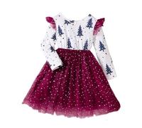 Tenue Noel Bebe Fille,Robe en pour Enfants Mode Nouvelle pour Le Printemps et l'automne Tenue idéale pour Noël (Red, 5-6 Years)