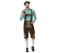 Tenue Oktoberfest Ensemble 2 Pièces Lederhosen Homme: Lederhosen Brodés, Chemise - Costume Traditionnel Authentique Allemand Festival d'Octobre Tenue Adulte Carnaval Halloween