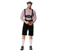 Tenue Oktoberfest Ensemble 2 Pièces Lederhosen Homme: Lederhosen Brodés, Chemise - Costume Traditionnel Authentique Allemand Festival d'Octobre Tenue Adulte Carnaval Halloween