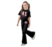 Tenue pour Filles Ensemble décontracté pour Fille avec Haut à Manches Courtes à nœud et Pantalon Long,idéal Jouer et se Sentir Bien au Quotidien.Deux pièces.