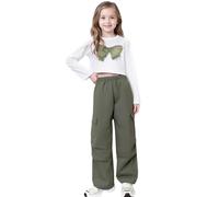 Tenue pour Filles Tenues d'automne élégantes pour Grandes Filles,Manches Longues avec Pantalon Cargo,Deux pièces décontractées et Confortables,à Porter au Quotidien Les Tout-Petits et Les Jeunes.
