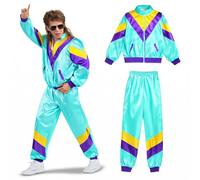 Tenue rétro des années 80 et 90 - Bad Taste - Survêtement - Pour homme et femme - Carnaval et carnaval - Survêtement de jogging (bleu, L/XL)
