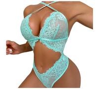 Tenue Sexy Femme Érotique Hot - Europe Et États-Unis Nouvelle Bande Croisée Sexy Dos Nu Creux Élégant Une Pièce Amour Lingerie (Mint Green S)