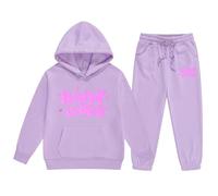 Tenue Sport Deux Pièces Enfant Garçon Fille Océan Graphique Pullover Sweat à Capuche Haut Pantalon Mode Ensemble Ville Nom Vêtements Corsage(Purple, 90)