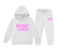 Tenue Sport Deux Pièces Enfant Garçon Fille Océan Graphique Pullover Sweat à Capuche Haut Pantalon Mode Ensemble Ville Nom Vêtements Corsage(White, 140)