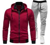 Tenue Sport Homme DéContracté Hooded Survetement Sport Ensemble Doux Chic VêTement Complet Full Zip Sweat à Capuche et Pantalon et Fall Jogging Homme Ensemble Training Homme Complet Pas Cher