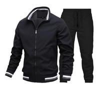 Tenue Sport Homme - Hommes Double-Fermeture éclair Vestes Pantalon de Jogging et la Veste Survêtement Uniforme Veste Pantalon Tenue Décontractée Confortable Hommes Complet Pas Cher Col Haut