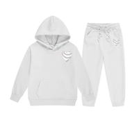 Tenue Sweat à Capuche Enfant Renne Fille Deux Pièces Moyenne Petite Taille Uni Couleur Manches Longues Sweat à Capuche Pantalon Coeur Baseball Corsage(White, 1-2 Years)