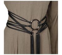 Tenue vintage pour femme Oktoberfest - Ceinture croisée Viking Troll - Sorcière nordique médiévale - Corde croisée - Anneau - Ceinture nouée - Norse - Chamane - Nouveauté païenne, O Noir., taille