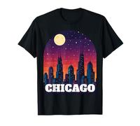 Tenue Windy City Chicago, Illinois Night Skyline, rétro T-Shirt