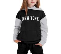 Tenues d'automne 2 pièces pour filles - Survêtement à capuche New York confortable à manches longues - Ensemble de survêtement décontracté à manches longues - Ensemble de survêtement à carreaux aux
