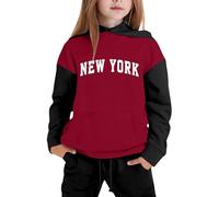 Tenues d'automne 2 pièces pour filles - Survêtement à capuche New York confortable à manches longues - Ensemble de survêtement décontracté à manches longues - Ensemble de survêtement à carreaux aux
