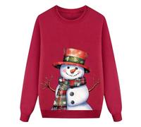 Tenues de Noël pour toute la famille - Sweat-shirt de Noël à manches longues et col rond - Motif bonhomme de neige - Pour enfants, rouge, 100