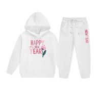 Tenues De Sport, Short Fille 10 Ans Ensemble pull pantalon capuche manches longuess d'âge moyen plus âgés du Nouvel An 2025 (White 10-11 Years)