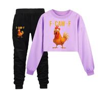 Tenues décontractées garçons deux pièces sweat capuche pantalon imprimé lettre enfants vêtements sport jeunes ensemble confortable mode (Purple, 11-12 Years)
