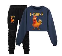 Tenues décontractées garçons deux pièces sweat capuche pantalon imprimé lettre enfants vêtements sport jeunes ensemble confortable mode (Navy, 15-16 Years)