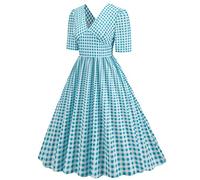 Tenues d'été décontractées à manches courtes des années 1950 pour femme au foyer, soirée, bal de fin d'année, robes pour femmes, robes élégantes et décontractées, bleu ciel, S