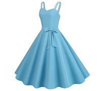 Tenues d'été décontractées sans manches années 1950 pour femme au foyer, soirée, bal de fin d'année, robes élégantes et décontractées, bleu ciel, S