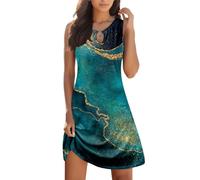 Tenues d'été pour femme, sans manches, débardeur bohème, imprimé floral, décontracté, mini robe de plage élégante et décontractée, Vert, XL