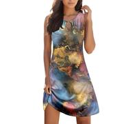 Tenues d'été pour femme, sans manches, débardeur bohème, imprimé floral, décontracté, mini robe de plage élégante et décontractée, café, L