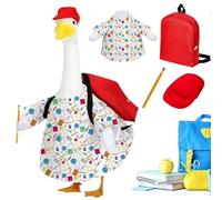 Tenues d'oie de porche pour la rentrée scolaire, costume intéressant de premier jour d'école, sac à dos d'oie, tenues de retour à l'école pour statue de 58,4 cm pour décoration de jardin, terrasse
