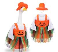 Tenues d'oie d'Halloween, costume d'oie en citrouille, vêtements d'oie mignonnes, tenue de porche pour statue d'oie de pelouse de 58,4 cm, décoration d'Halloween extérieure, terrasse, cour de pelouse