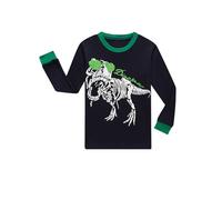 Tenues et ensemble de pyjama à motif squelette de dinosaure pour enfants, tout-petits filles et garçons pour Halloween, carnaval, costumade (noir D, 6 à 7 ans)