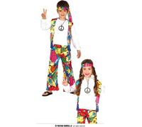 Tenues Hippie Enfants 60s Bandeau Gilet Pantalon Carnaval Flower Power Style Rétro, Taille : 98/104 Couleur : Multicolore