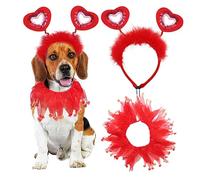 Tenues Pour Chien De Saint-Valentin | Accessoires Pour Animaux De Compagnie Cœur Saint-Valentin | Tenues de Fête pour Chien avec Bandeau Rouge,Pour Race Moyenne et Grande Maison Voyage Anniversaire Ma