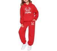 Tenues pour Filles Deux pièces Haut Manches Longues et Pantalon Jogging Tenue fête imprimé Graphique Polaire Douce Tout-Petits Jeunes Assortie Famille saisonnière (6-7 Years)