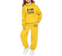 Tenues pour Filles Deux pièces Haut Manches Longues Pantalon Jogging Tenue fête imprimé Graphique Polaire Douce Tout-Petits Jeunes Assortiment Familial saisonnier (Yellow, 4-5 Years)