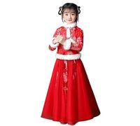 Tenues traditionnelles chinoises pour filles - Costume d'hiver pour le Nouvel An - Col roulé - Broderie classique moderne - Manteau Cheongsam - Jupe Qipao - 2 pièces - Vêtements pour bonne année 2026