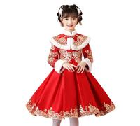 Tenues traditionnelles chinoises pour filles - Costume d'hiver pour le Nouvel An - Col roulé - Broderie classique moderne - Manteau Cheongsam - Jupe Qipao - 2 pièces - Vêtements pour bonne année 2026
