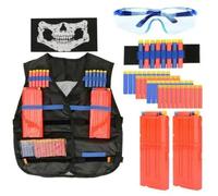Tenuiskft Gilet Tactique Enfants pour Nerf N Strike Elite Séries, Chargeurs Clips Recharge Rapide, Fléchettes Bullets Recharge Balle, Hand Wrist