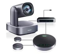 Tenveo Système de Caméra de Conférence PTZ 4K avec Suivi Automatique IA Tout-en-Un Haut-Parleur Bluetooth avec 2 Micros d'Extension Zoom Optique 12X Grand Angle de Vue pour Réunions Zoom Skype Teams