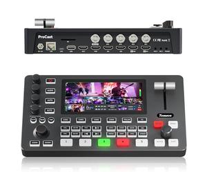 Tenveo Video Mixer Switcher, Mélangeur Commutateur Vidéo 4K 60FPS Streaming Live, Écran FHD 5.5”, 4X SDI et 4X HDMI Entrées, Sortie 1080P 60FPS, Enregistrement USB, Support Caméra PTZ et Contrôleur